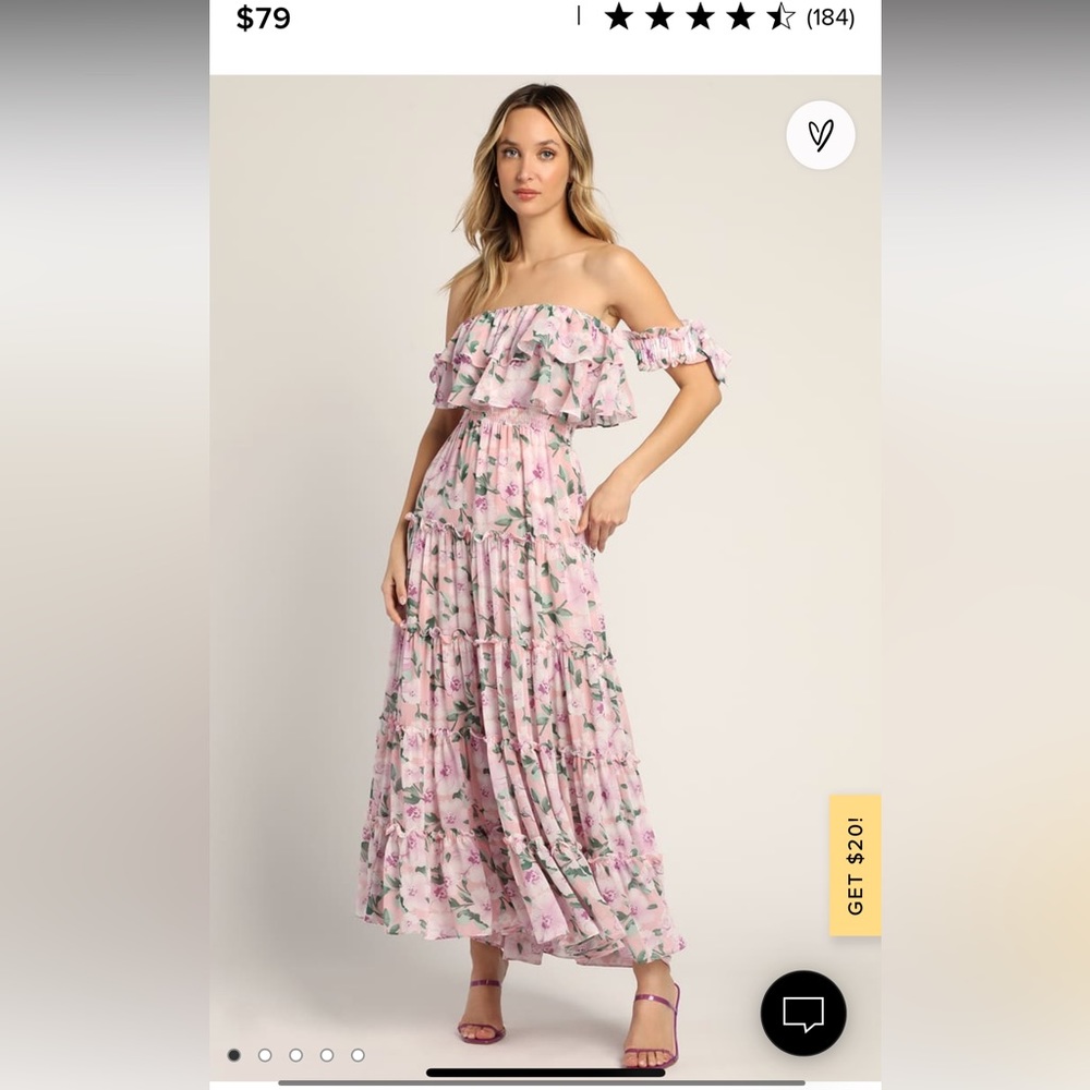 Chance for Us Blush Floral Off-the-Shoulder Ruffled Maxi Dress